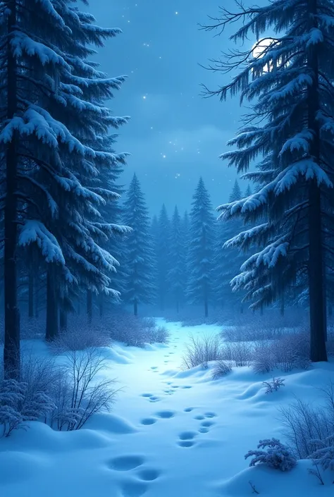 night, winter forest