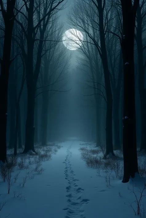 night, Dark, winter forest