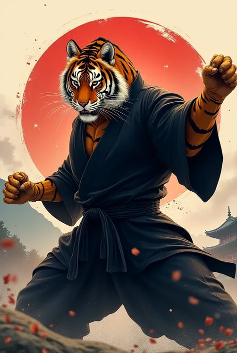  takwondo wallpaper with a tiger in a black kimono and PUTO looking at me is the symbol of South Korea