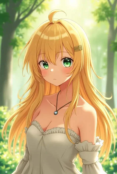 Female blonde character with green eyes from anime