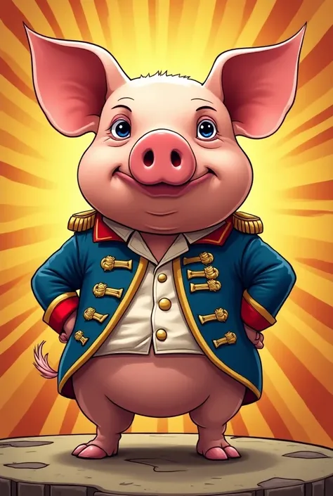 Create a pig with Napoleons face in comic book style 