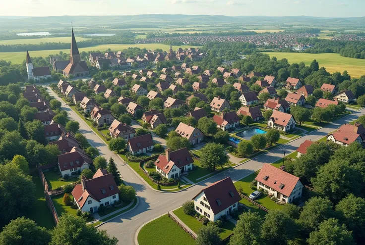 tipical german suburb seen from above