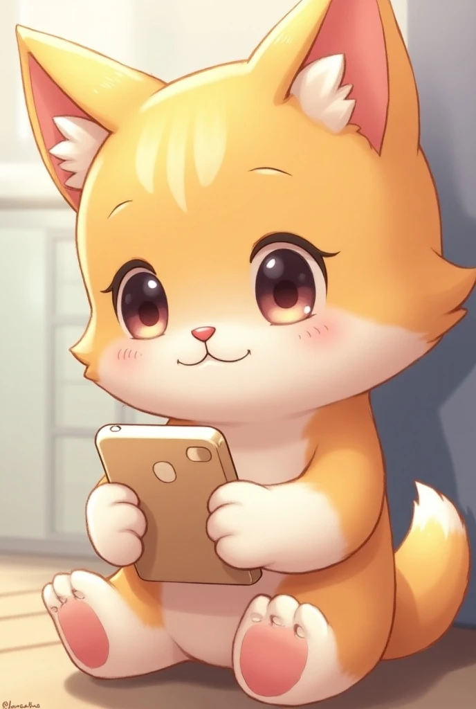   a close up of a cartoon cat with a cell phone, an anime drawing by Elena guro, pixiv, furry art, rating:g, anime catgirl, anime!!!!!!!!!!!!!!!, popular on pixiv, furry anime,  best rated on pixiv , pixiv 3dcg, gelbooru anime image, cute anime catgirl, fo...