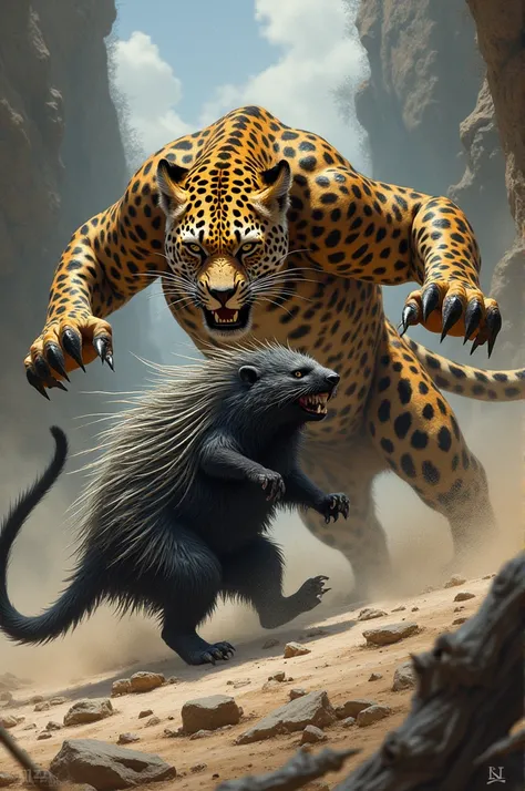 Leopardo vs puercoespin