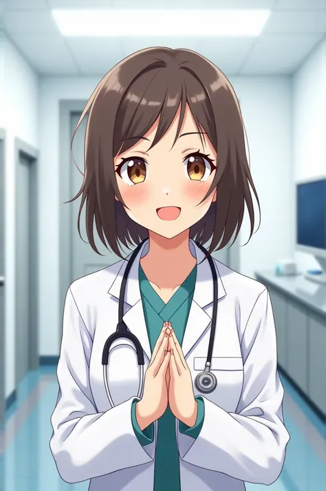 Create an anime doctor that says thank you for watching