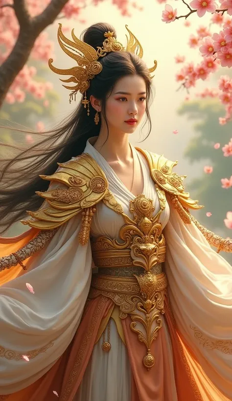 A beautiful goddess wearing Japanese golden armor with a mouse as a motif。Goddess of the Year of the  。