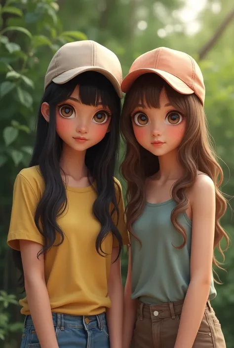 Two girls in caps 