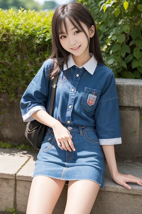 High quality masterpiece, 8k, , Japanese Girls, RAW Photos,      absurd, Winner portrait smile face, 笑face, Alone, uniform, Summer Clothes Idol&#39;face, violet, Gardenia, Delicate girl,      long black hair     , Dark Eyes, Upper body digital SLR,        ...