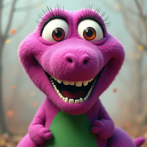 Barney the dinosaur with the face Dbarney the dinosaur with the crazy face and the wacky