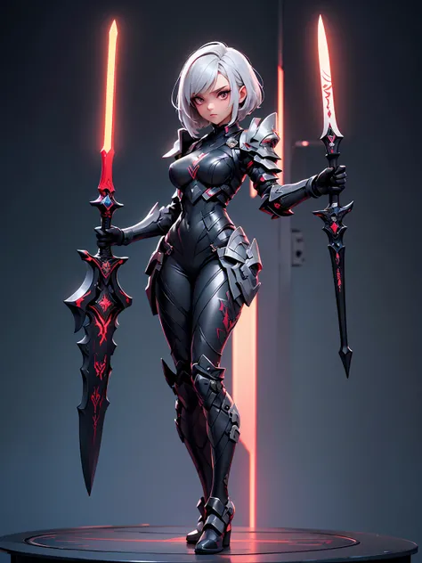  (((masterpiece, best quality, high detailed, 16k))) (1girl) A legendary, lethal assassin with short silver hair and an indifferent, cold gaze. Her slender body is clad in a sleek, ultra-advanced stealth armor, designed with dark matte tones and intricate ...