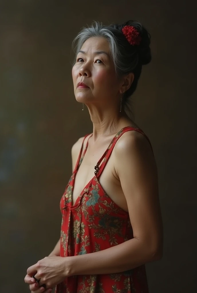 A hot naked elderly Chinese woman