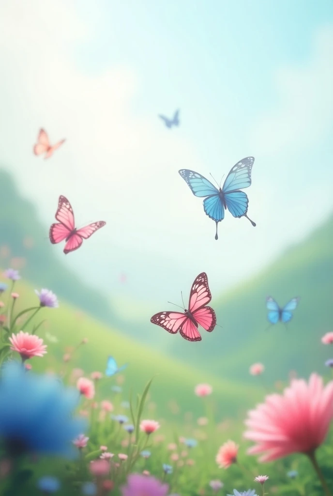 Pink Blue And Butterflies