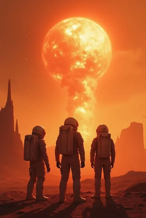  3 astronauts on Mars , A planet explosion in the sky