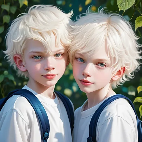 portrait of two cute albino boys and girls who are school heartthrobs !