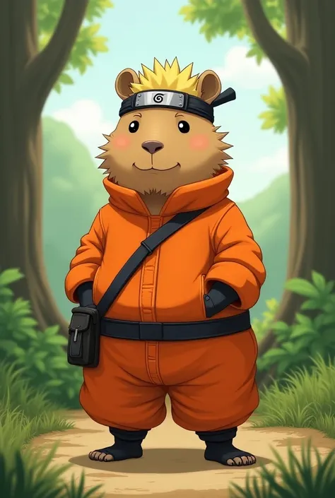 Capybara wearing Naruto clothes