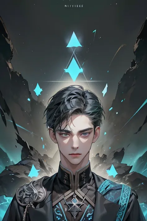 A handsome young man, slim and thin, a magician custodian, wearing a plain magician-custodian outfit, pale skin, long black hair, and grey eyes. pale skin, handsome, grey eyes, neutral expression. Mysterious feeling. bright background, Anime portrait: Crea...