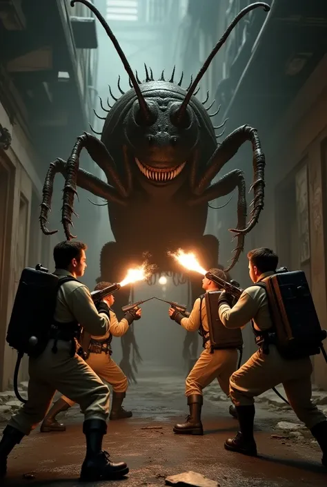 Ghostbusters shooting a cockroach with your laser gun