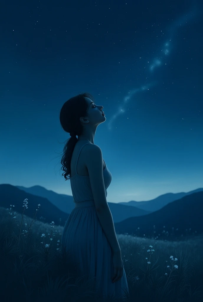 A woman contemplating the stars 