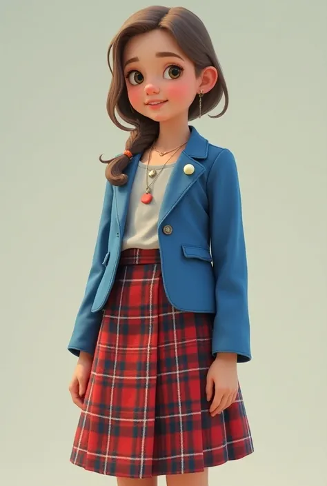 Girl with red and blue kilt and blue bleizer


