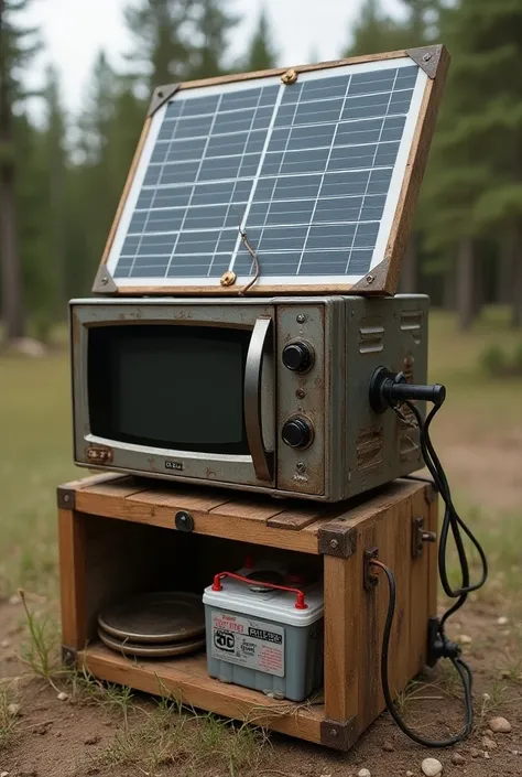 Create a homemade microwave with a solar panel and battery together more homemade
