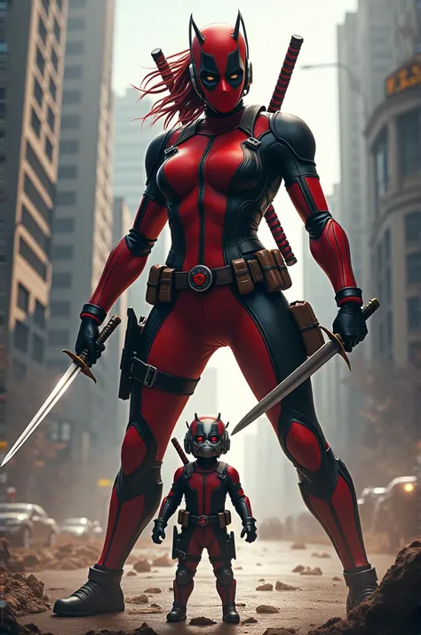 Ant-Man Shrunk to Ant-Size vs Lady Deadpool 
