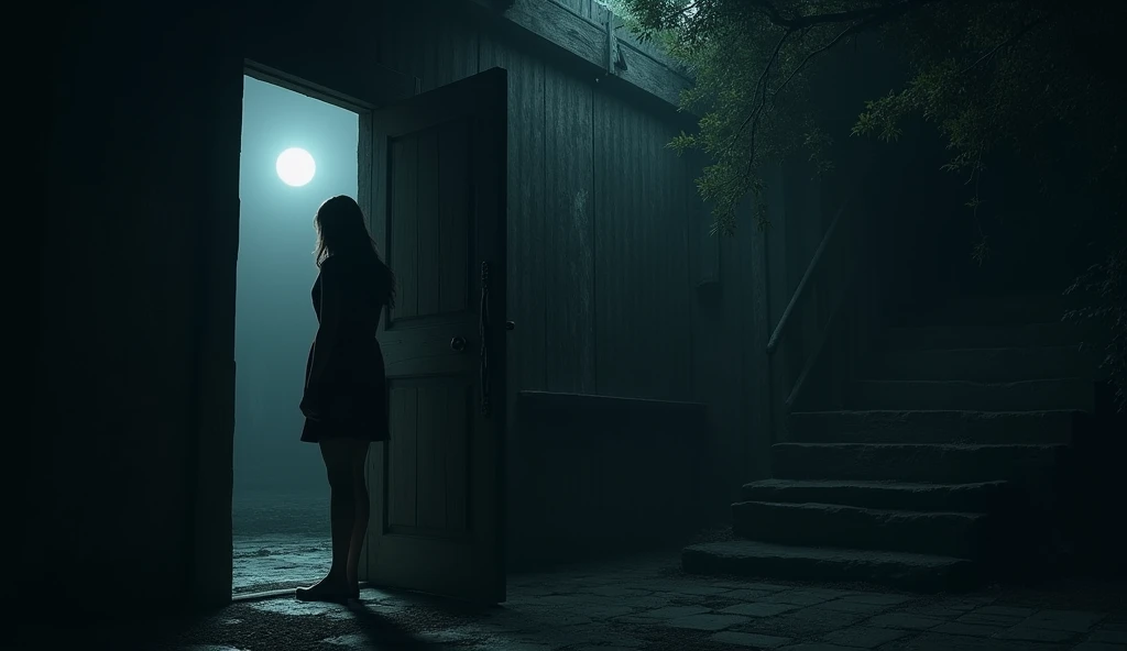 Scene 3: Mysterious Knock at the Door

Prompt: Radhika standing near an old wooden door at night, hesitating to open it. The door looks weathered and slightly ajar. Outside, it’s dark with only faint moonlight illuminating the scene. The air is heavy with ...