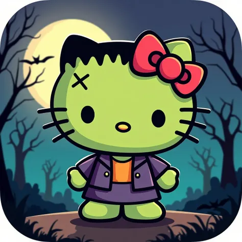 Halloween Frankenstein hello kitty icon