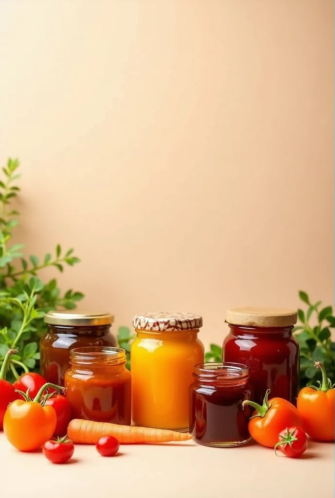 I want a background of jars of jams and small vegetables for some slides 