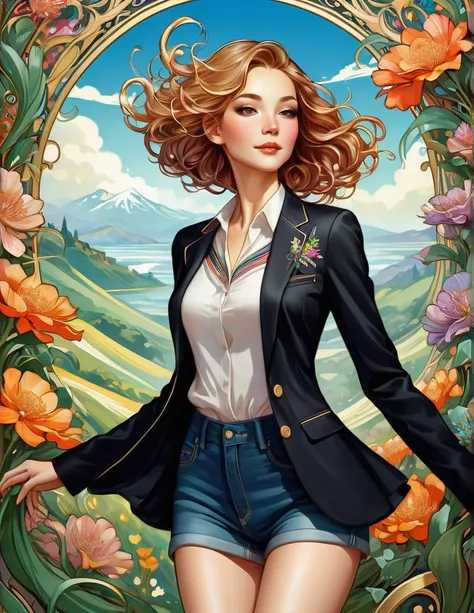 (by mucha:1.2),Detailed backgrounds,art deco,Beautiful landscape painting,Botanical art,artes floral,(floral:1.2), 
(master part, Best Quality),vibrant swirling colors,full color, extremely high quality, surprising details, anatomically correct,
Line art, ...