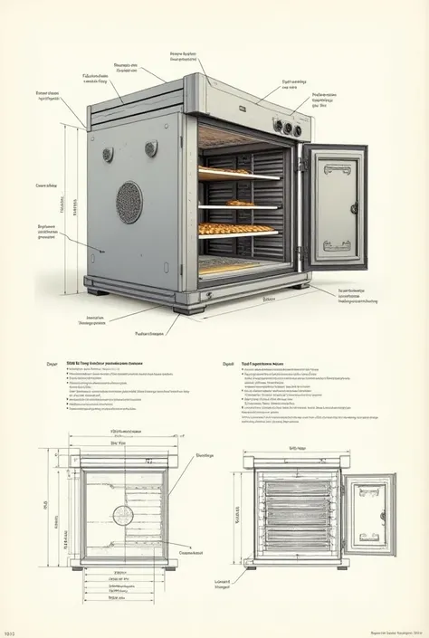 Dry heat oven drawing and its parts
