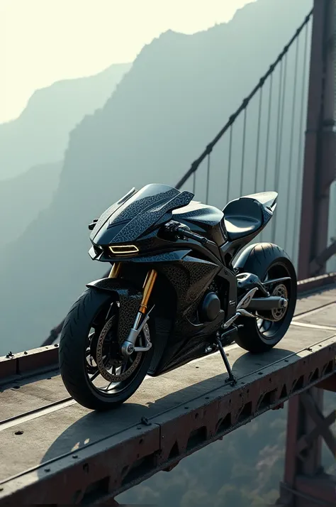 An eagle motorcycle on a bridge
