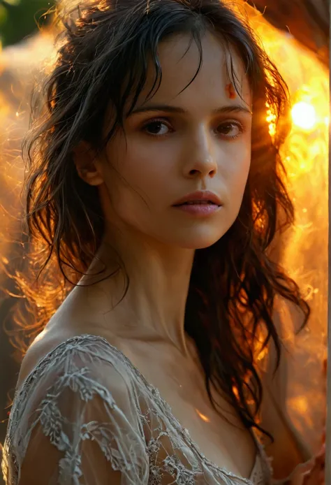   The light of the afternoon. A completely naked woman looks like Elena Anaya