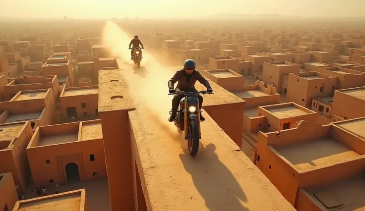 Skyline Glide: Race over a sturdy track atop the rooftops of Jaisalmer with moterbike, where the houses are the same height, allowing riders to glide through the city like never before.

