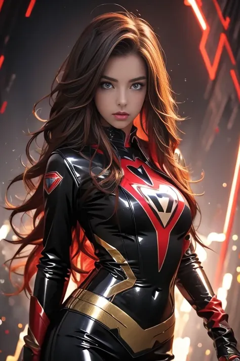 girl, long hair,Large Breasts,Beautiful eyes, sexy pose, super high image quality ,latex costume with open chest,