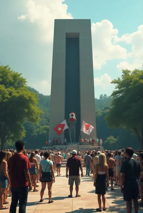 Che Guevara’s Legacy: A modern scene showing people visiting Ches mausoleum in Santa Clara, Cuba, reflecting on his impact and the continued relevance of his ideas