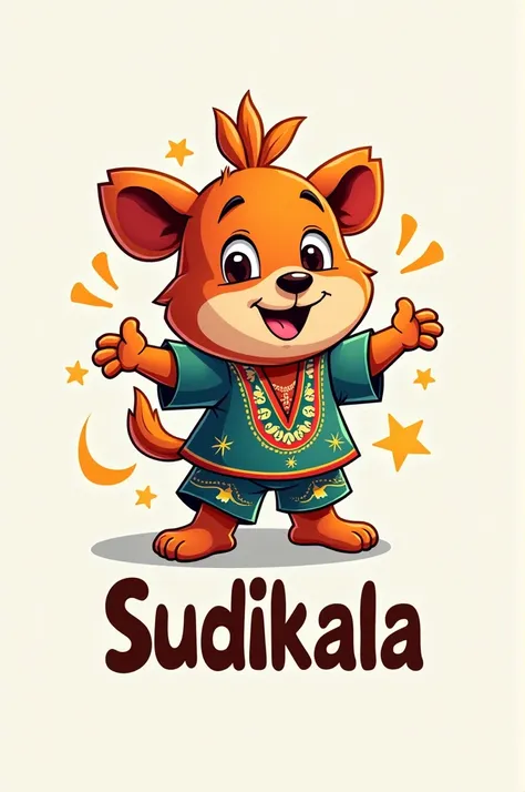 Logo text” at the bottom of ,  with the mascot wearing Sudikalas shirt 