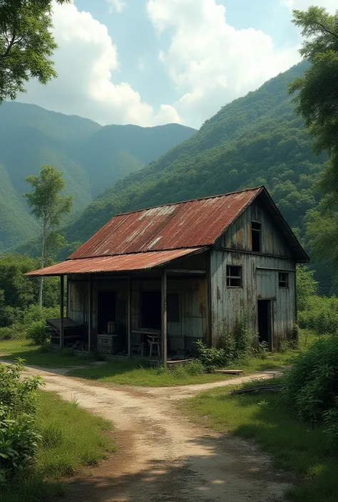 Old workshop at rural place in Malaysia, rusty roof and old wall... View all picture

