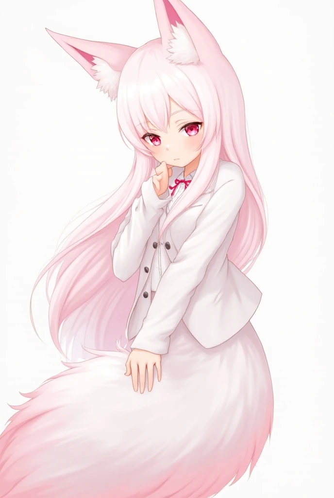 Hi res), (((masterpiece)) , ((best quality)), illustration, furry, fox, pink fox ears, pink fox tail, white body fur, 1 GIRL, POV, UPPER BODY, 1 GIRL, SOLO, LONG HAIR, WHITE GRADIENT PINK HAIR, *//*, PINK EYES, *//*,  