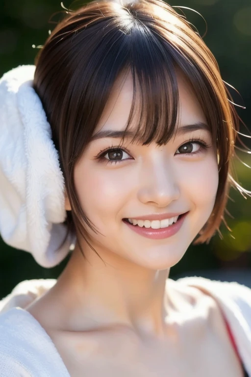 Best quality, essentials, super high resolution, (photorealistic:1.4), RAW photo, 1 girl, idol Japanese idol, short hair, slim body, kendo, swordsman, kendo hall, towel on head. detailed eyes, (realistic eyes), delicate face, realistic K, detailed hair, de...