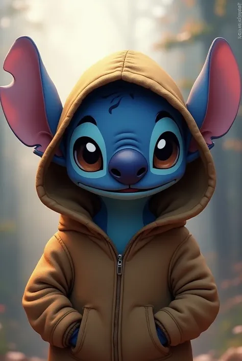 Stitch character in a hooded jacket