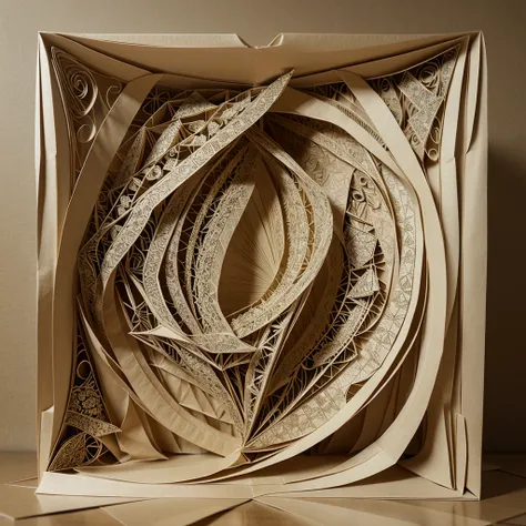 realistic cardboard folded sculpture, intricate paper craft, delicate handmade origami, detailed papercraft diorama, intricate cardboard art installation, complex layered cardboard scene, whimsical paper sculpture, imaginative paper craft, detailed paper c...