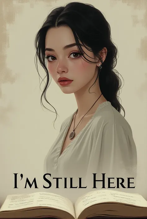 Create an image with a book cover of a girl with the name Im still here