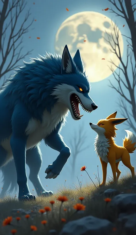 Lucario vs. wolf. Realistic 