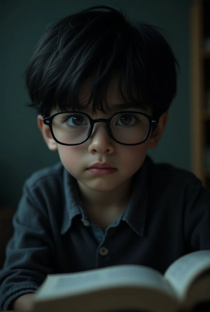 Dark-haired boy with glasses