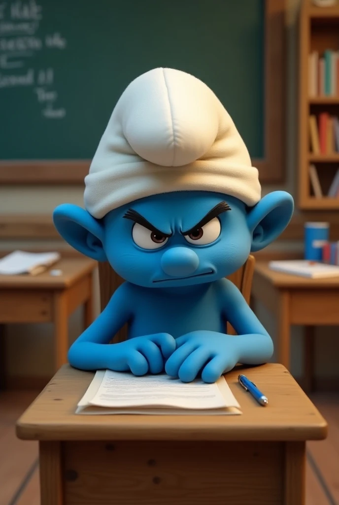 Believe me a negative Smurf studying at school 
 