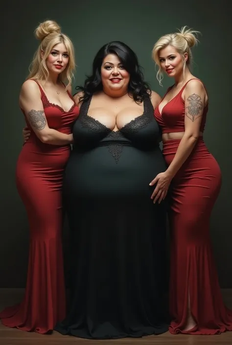 Imagine three realistic women , Genevieve, Luna and Manu . Genevieve uma mulher mais velha de 65 anos  é a mãe de Luna and Manu ,  she is fat with black hair and a malicious look.
Luna is the youngest at 33 years old ,  tied in a bun .  mischievous smile ....