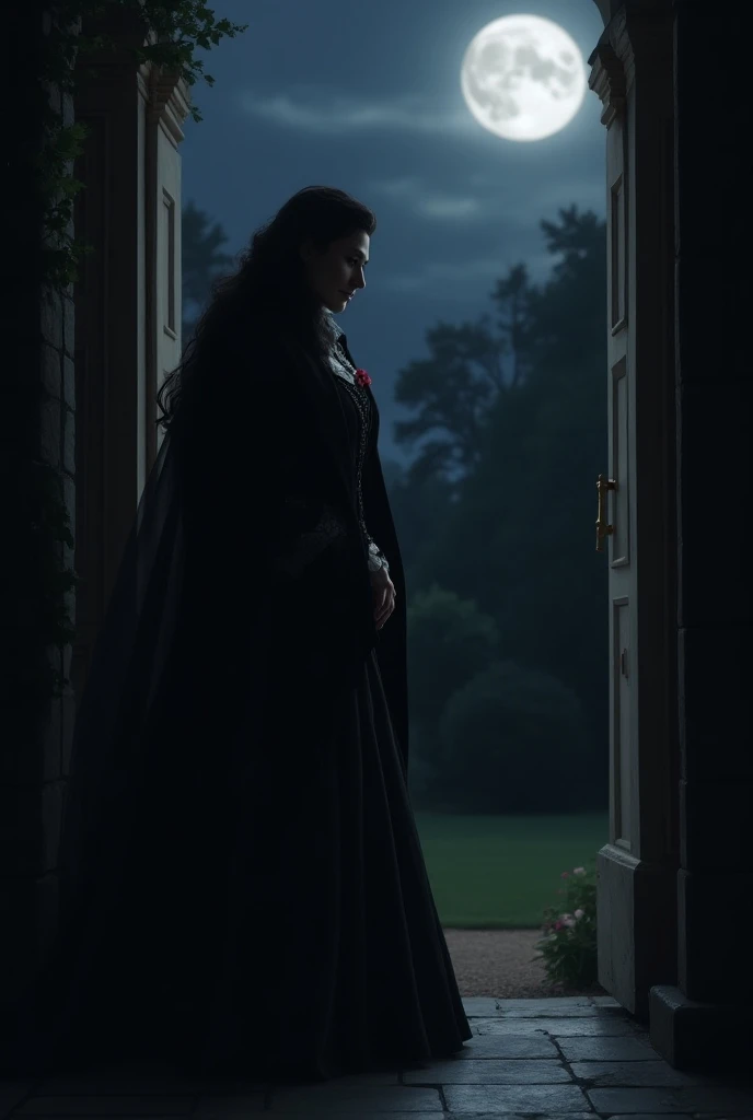 Handsome black-haired English duke is visited by a lady on his doorstep, In the middle of the night.