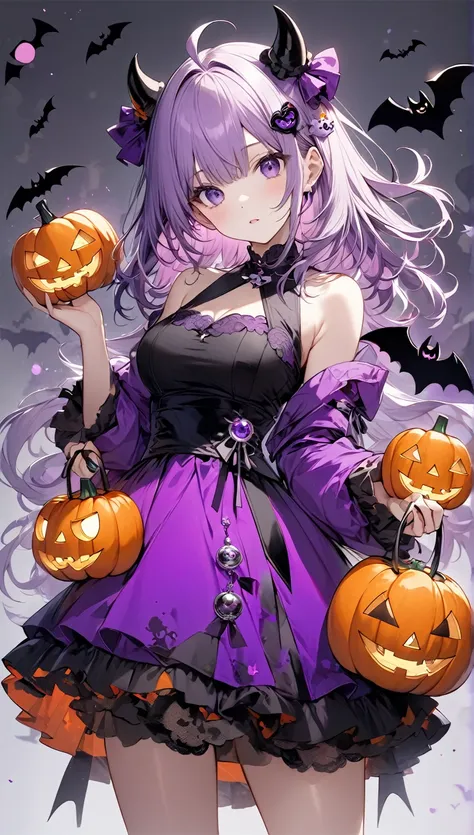 (masterpiece,   best quality:1.2),   1 girl, alone, \ character "  atlus"\,    and a halloween little devil   ,  follow hallowee...