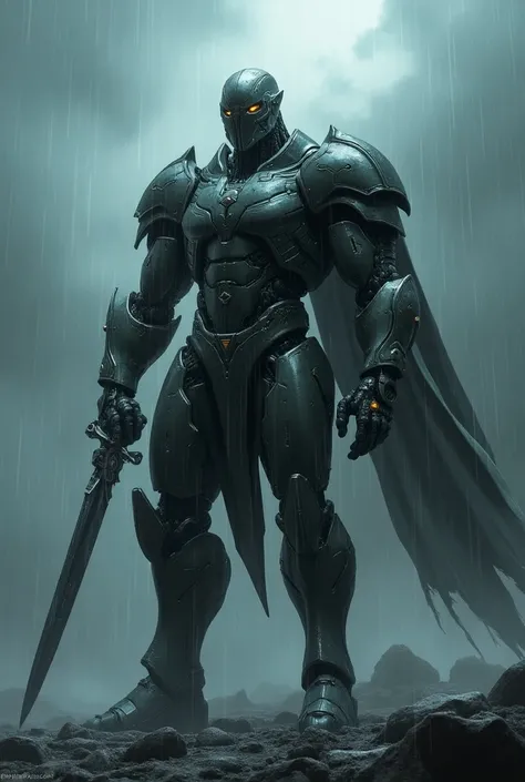 Uptimus Prime wielding undersword in the rain 