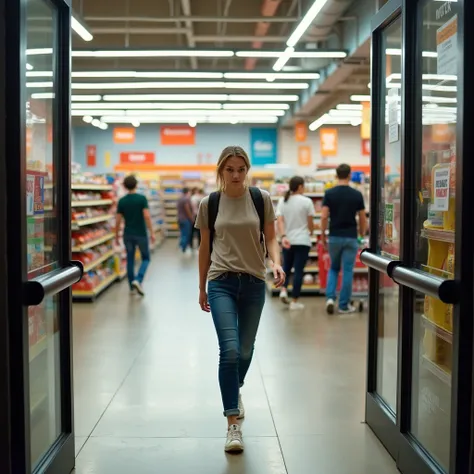 Picture of a teenager 
entering a supermarket 